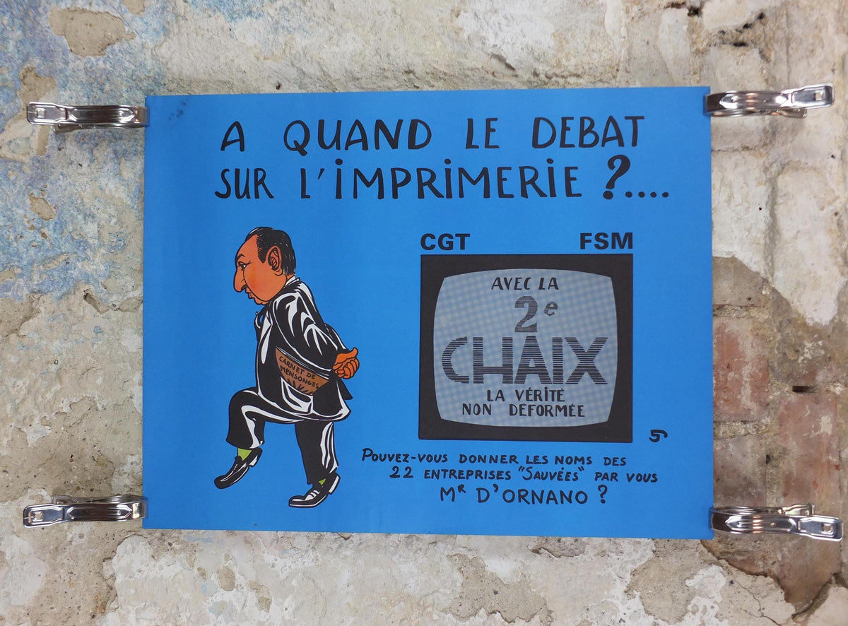 1976 French Labour Unions Poster, Imprimerie Chaix, CGT and FSM, workers rights better pay and conditions, wall art decor