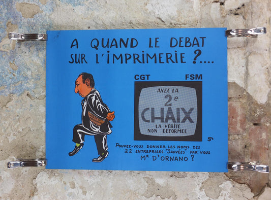 1976 French Labour Unions Poster, Imprimerie Chaix, CGT and FSM, workers rights better pay and conditions, wall art decor