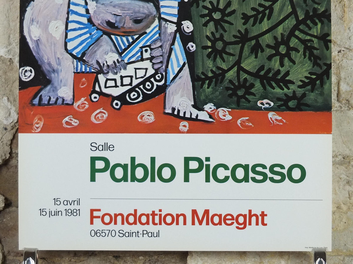 1981 Pablo Picasso Poster, Child Playing in Camomiles 1953, Toy Truck, Fondation Maeght, Paris, Impressionism exhibition, wall art decor