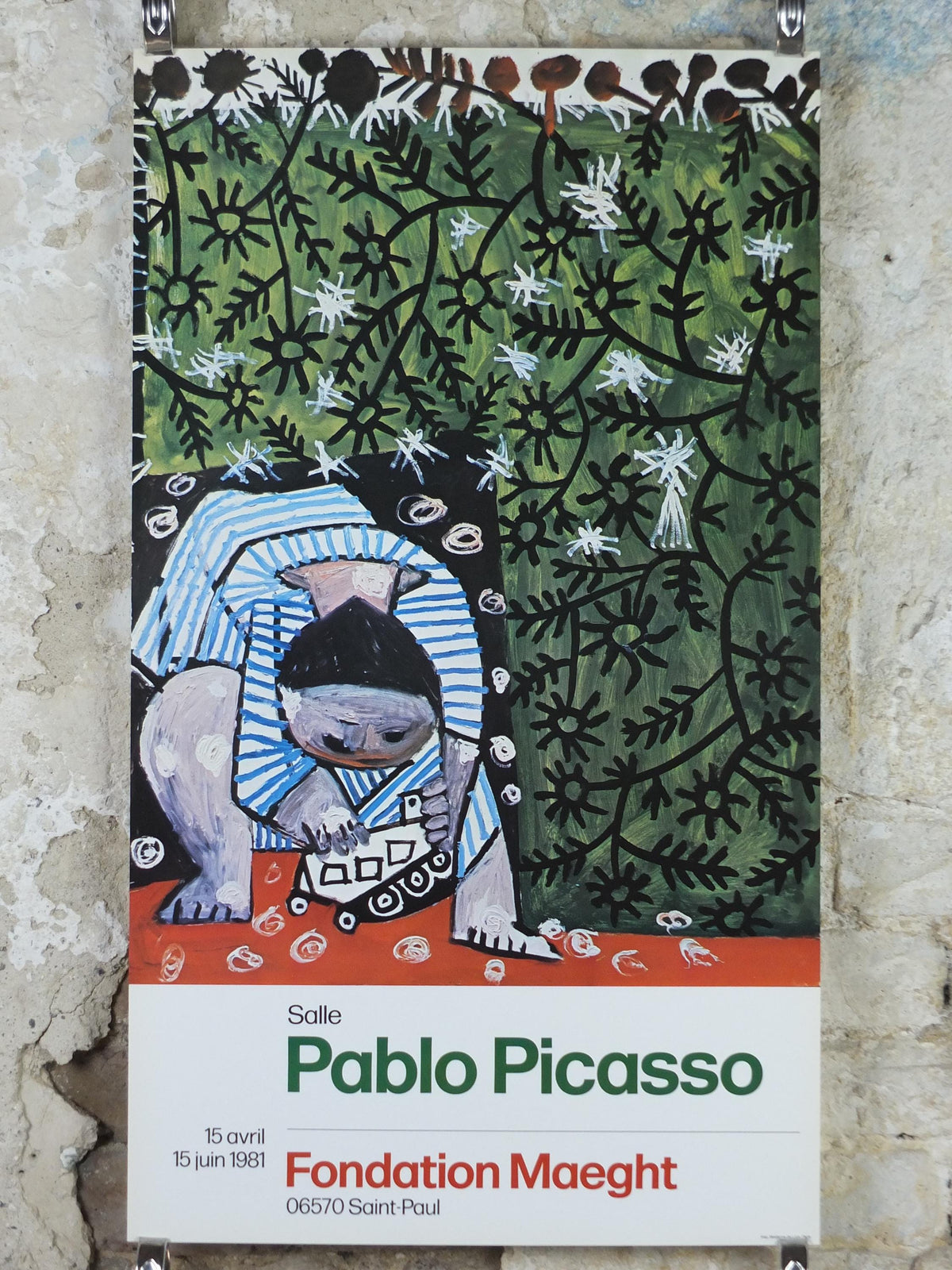 1981 Pablo Picasso Poster, Child Playing in Camomiles 1953, Toy Truck, Galerie Maeght, Paris, Impressionism exhibition, wall art decor
