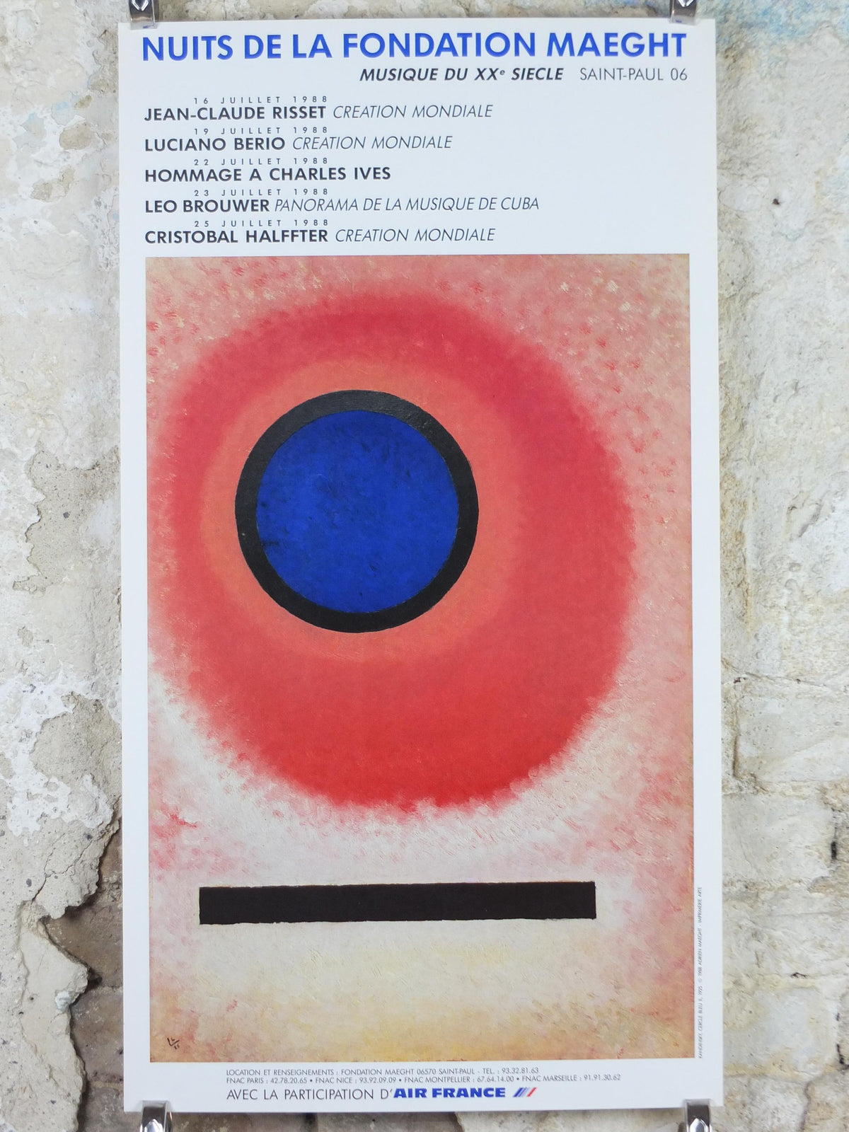 1988 Wassily Kandinsky Poster, Air France, Blue Circle II 1925 Cercle Bleu 2, abstract art expressionism, gallery exhibition wall art decor