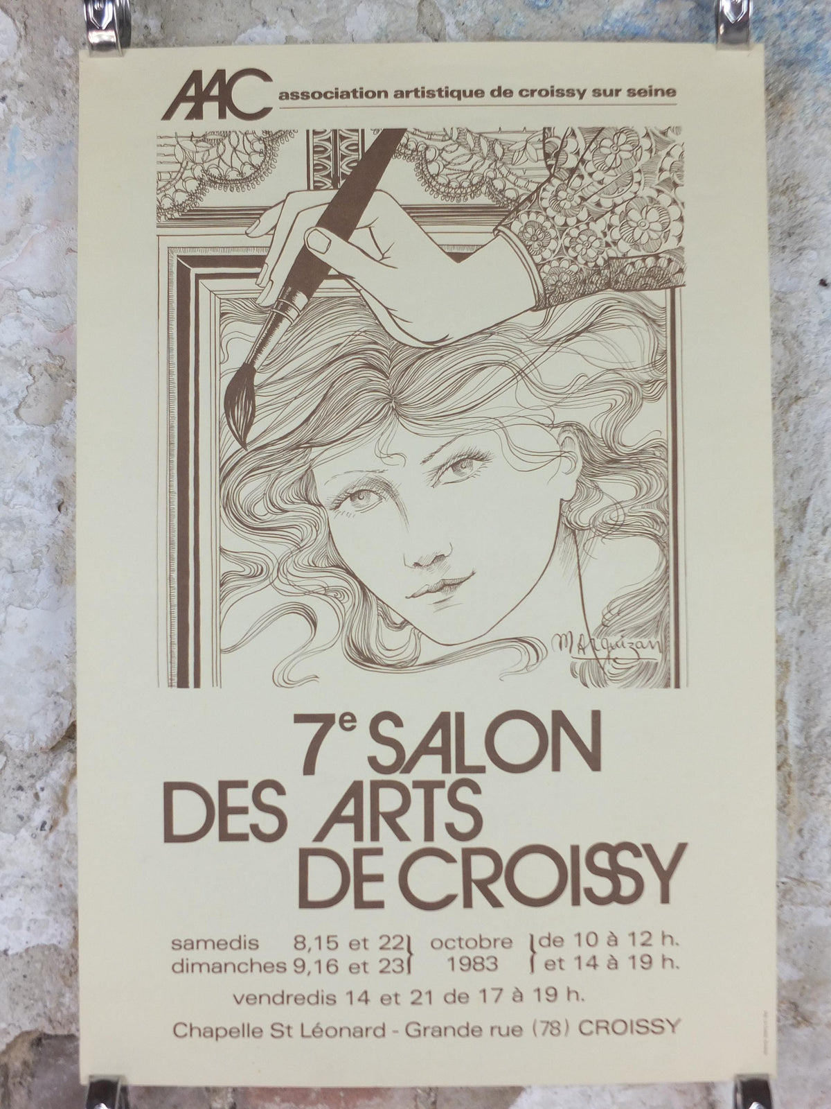1980s Croissy Paris Poster, French Antique Market, Belle Époque Brocante and Braderie, wall art decor