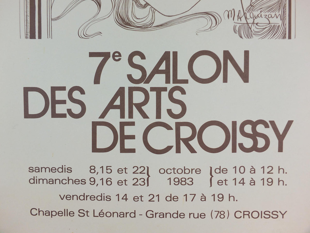 1980s Croissy Paris Poster, French Antique Market, Belle Époque Brocante and Braderie, wall art decor