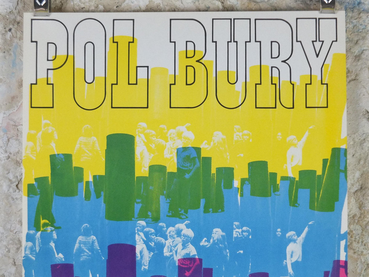 1974 Pol Bury Poster, 25 Tons of Columns, Tonnes de Colonnes, Cobra Group, Jeune Peintre Belge, artist gallery exhibition wall art decor