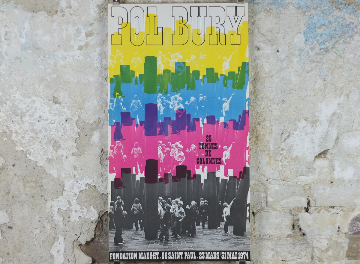 1974 Pol Bury Poster, 25 Tons of Columns, Tonnes de Colonnes, Cobra Group, Jeune Peintre Belge, artist gallery exhibition wall art decor