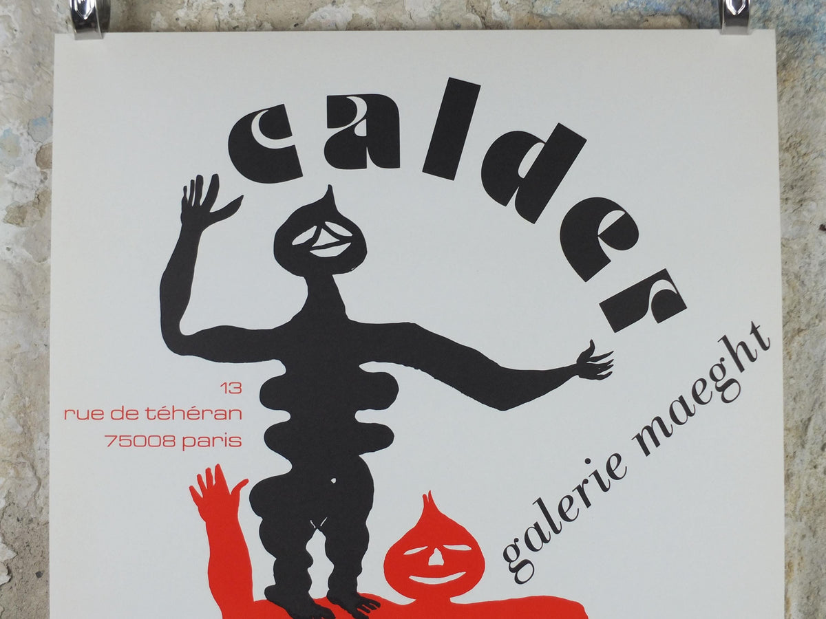 1975 Alexander Calder Poster, Crags and Critters, Galerie Maeght Paris, Innovative Mobiles artist, gallery exhibition, wall art decor