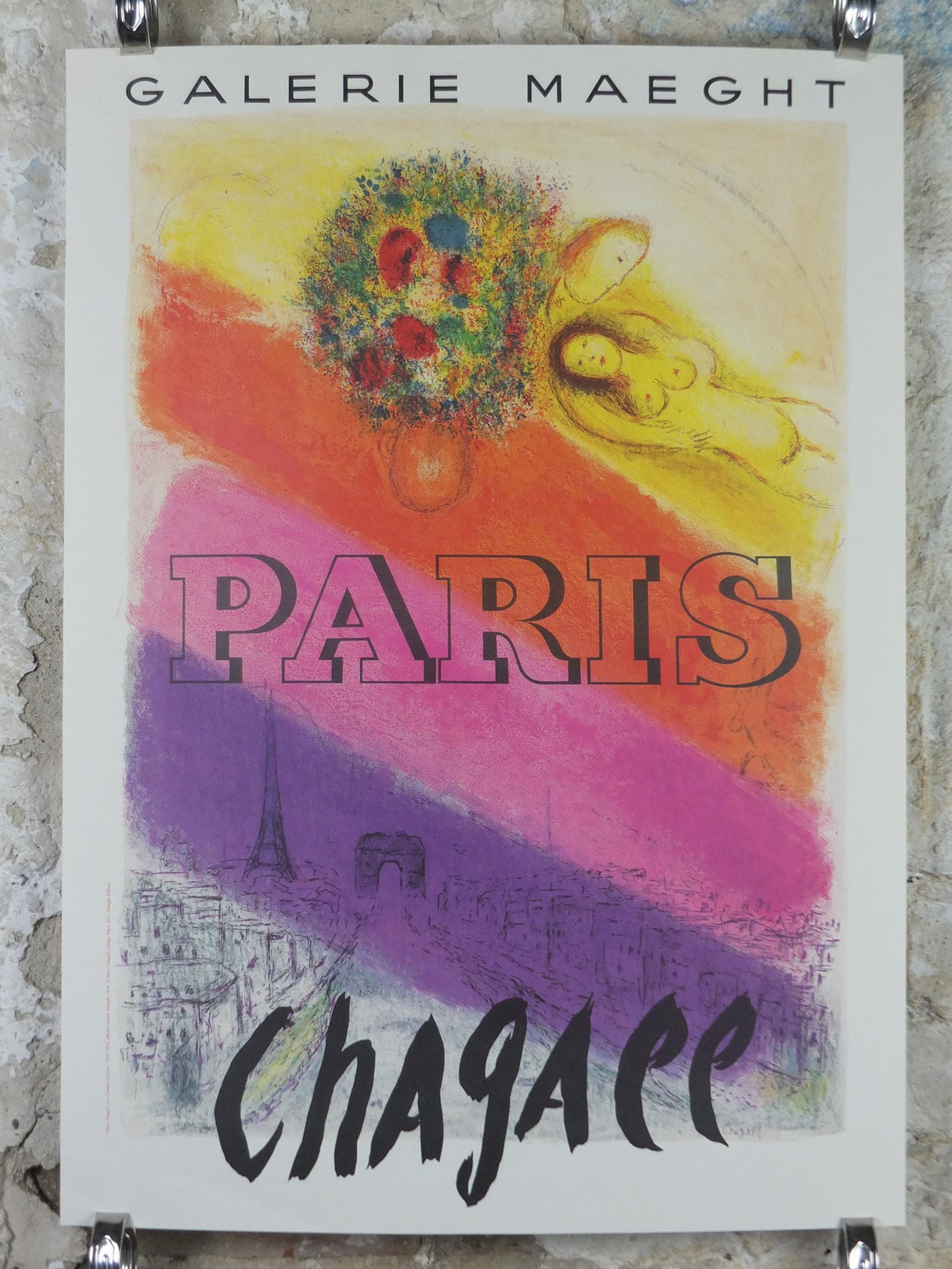 1954 Marc Chagall Poster, Les Champs-Elysses, 2021 reprint, Paris, Galerie Maeght, Seine, Eiffel Tower, Cubism Expressionism, wall art decor