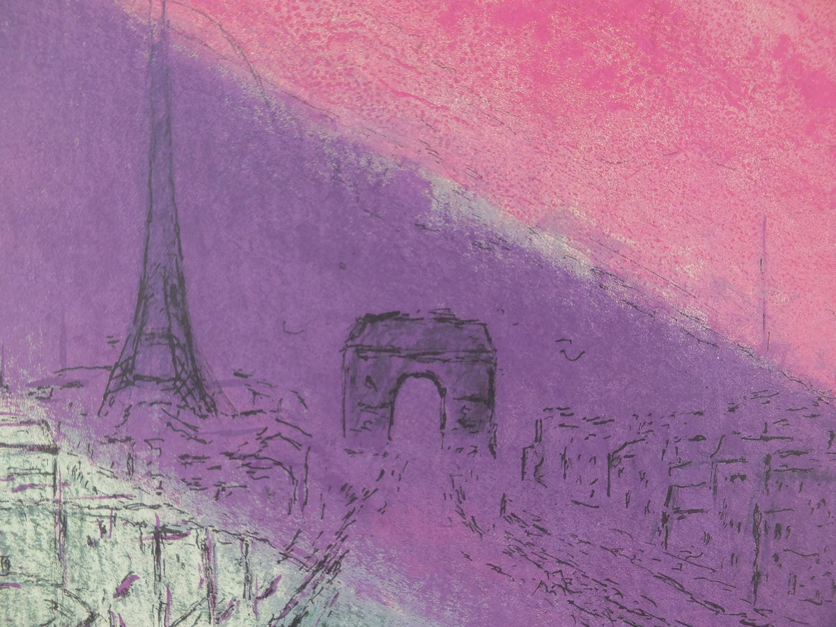 1954 Marc Chagall Poster, Les Champs-Elysses, 2021 reprint, Paris, Galerie Maeght, Seine, Eiffel Tower, Cubism Expressionism, wall art decor