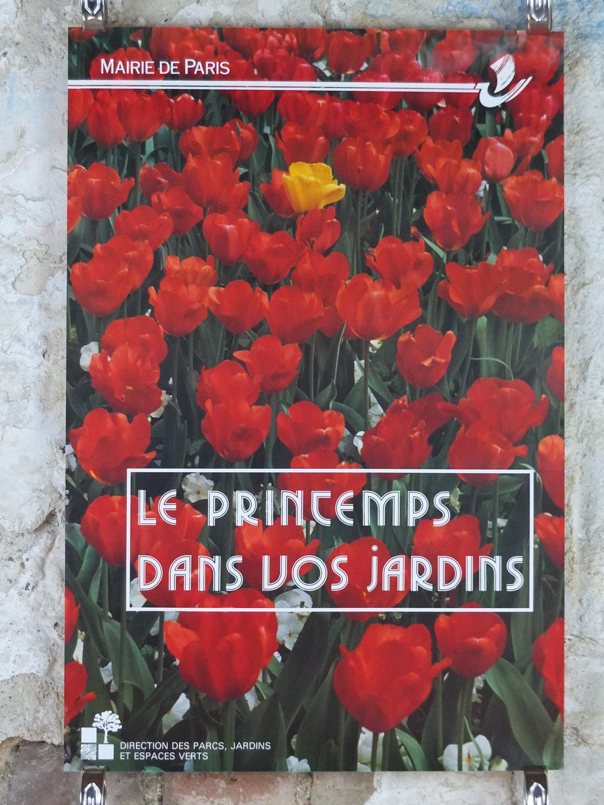 1980s Tulips Poster, Mairie de Paris spring Flower Show, Le Printemps dans vos Jardins Paris, Garden botanical flora blooms, wall art decor