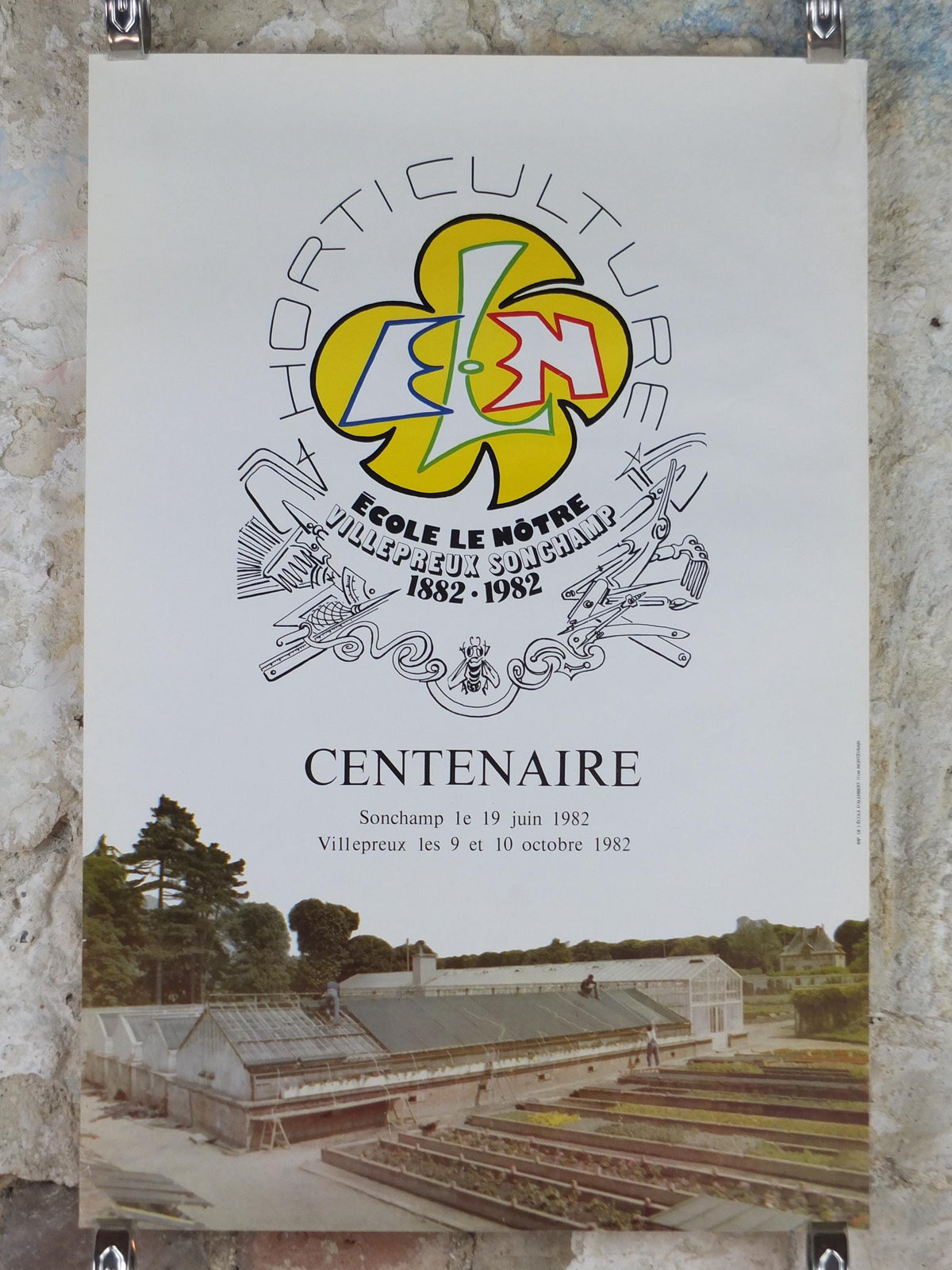 1982 Ecole le Notre Poster, Villepreux Sonchamp, Horticulture, Garden botanical flora plants blooms, wall art decor
