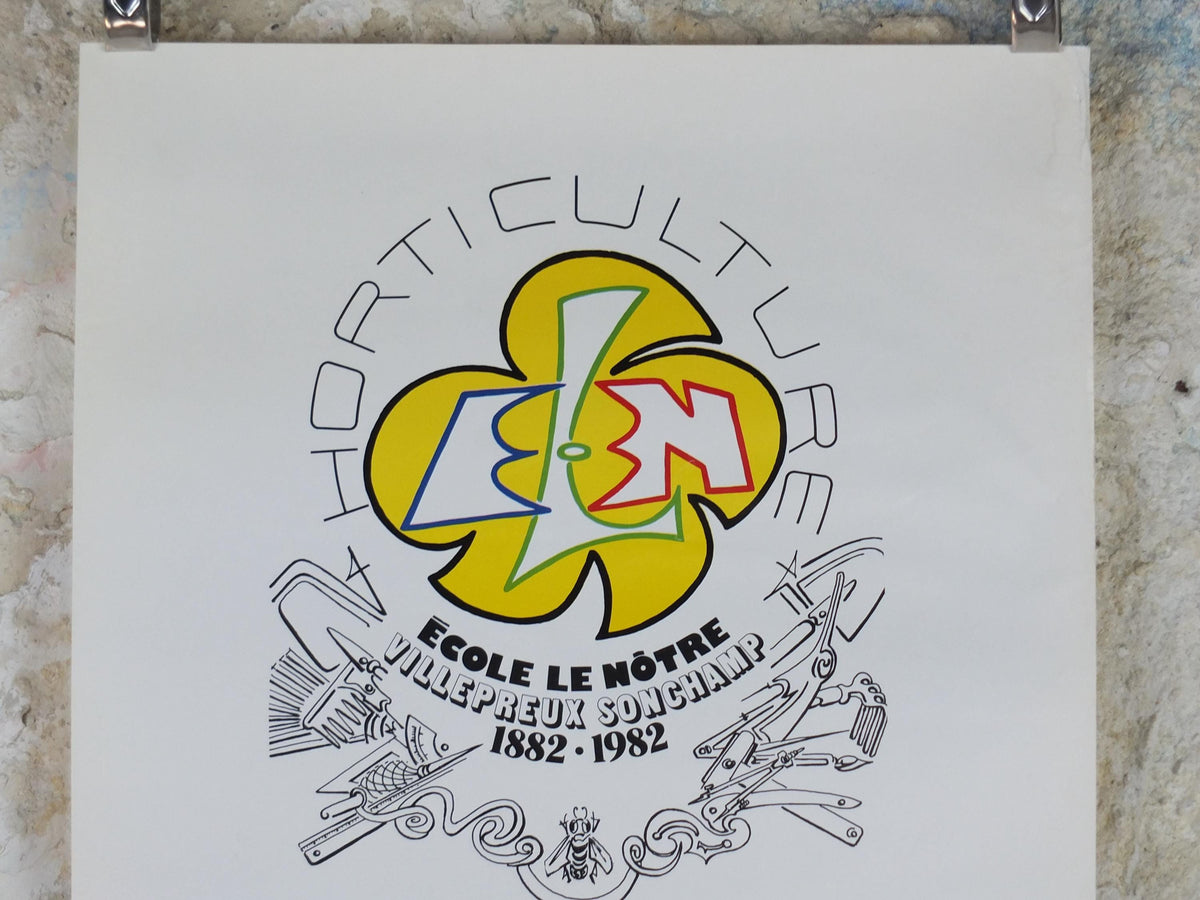 1982 Ecole le Notre Poster, ELN Villepreux Sonchamp, Horticulture, Garden botanical flora plants blooms, wall art decor