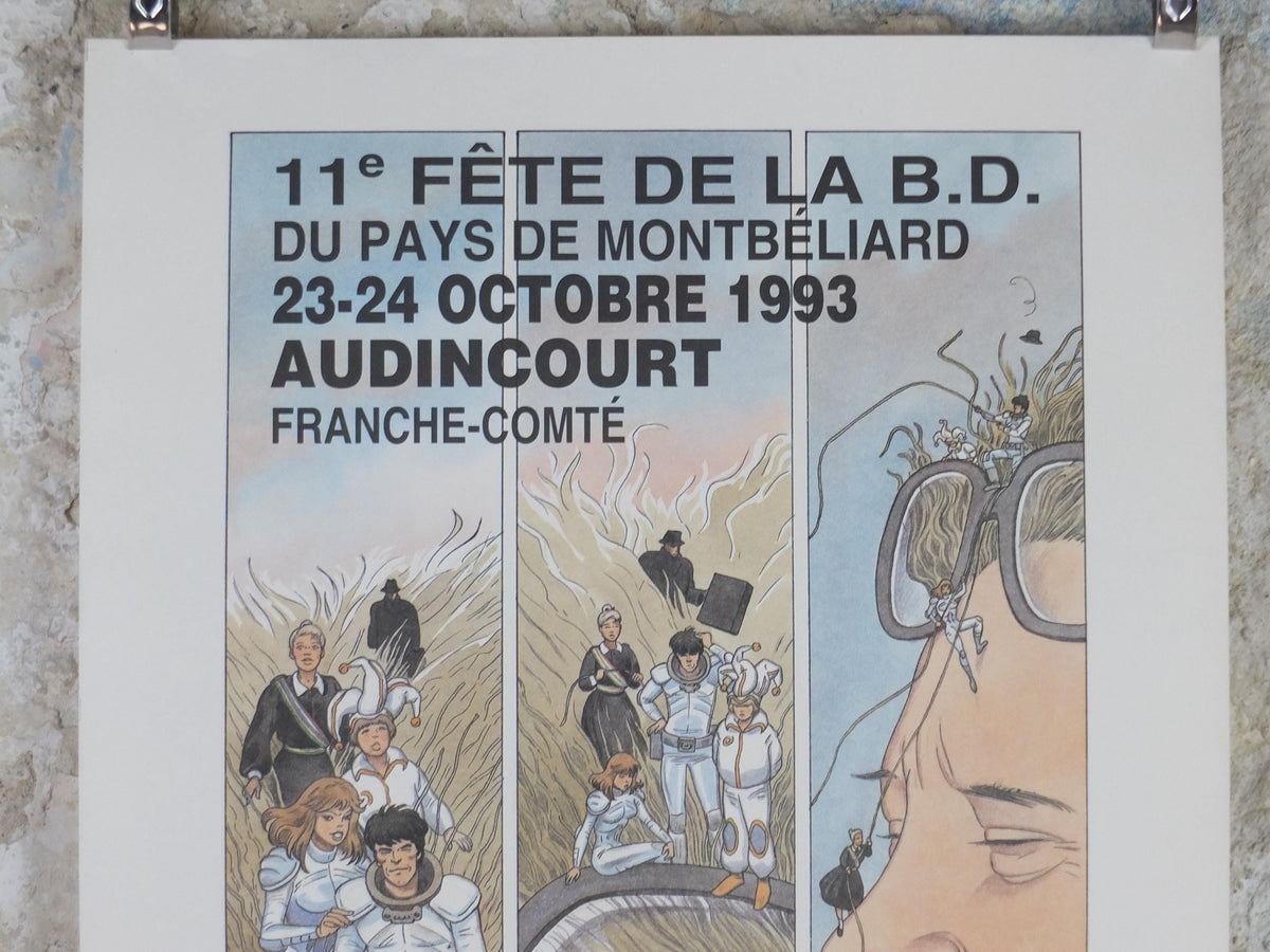 1993 Signed Annie Goetzinger Poster, French Comic Festival, 11e Fête de la B.D. du Pays de Montbéliard, Audincourt, France wall art decor