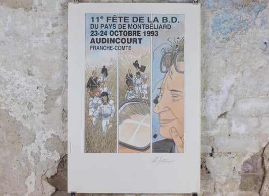 1993 Signed Annie Goetzinger Poster, French Comic Festival, 11e Fête de la B.D. du Pays de Montbéliard, Audincourt, France wall art decor