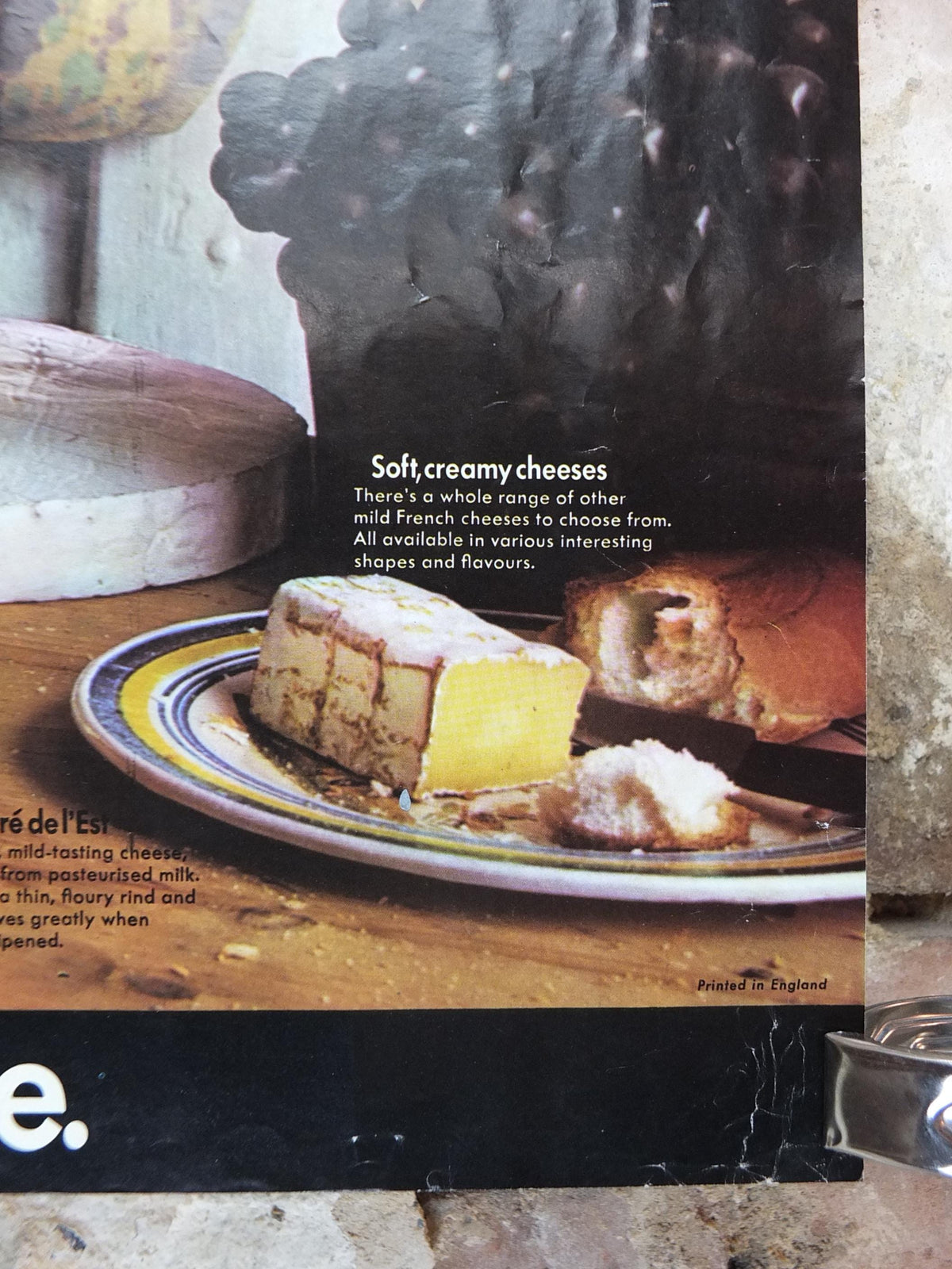 1970s Cheeses of France Poster, Fromages de France, Roquefort, Brie, Camembert, cheesemaking, kitchenalia wall art decor