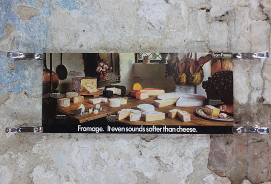 1970s Cheeses of France Poster, Fromages de France, Roquefort, Brie, Camembert, cheesemaking, kitchenalia wall art decor