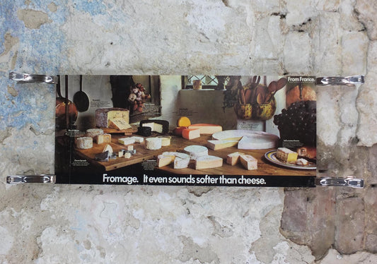 1970s Cheeses of France Poster, Fromages de France, Roquefort, Brie, Camembert, cheesemaking, kitchenalia wall art decor