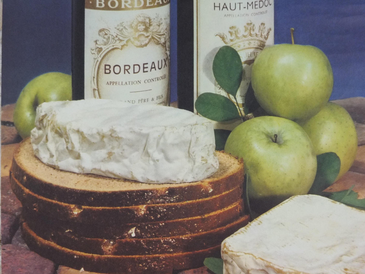 1960s Cheeses of France Poster, soft cheeses with apples, Fromages de France, TRIMMED, cheesemaking, Bordeaux, kitchenalia wall art decor