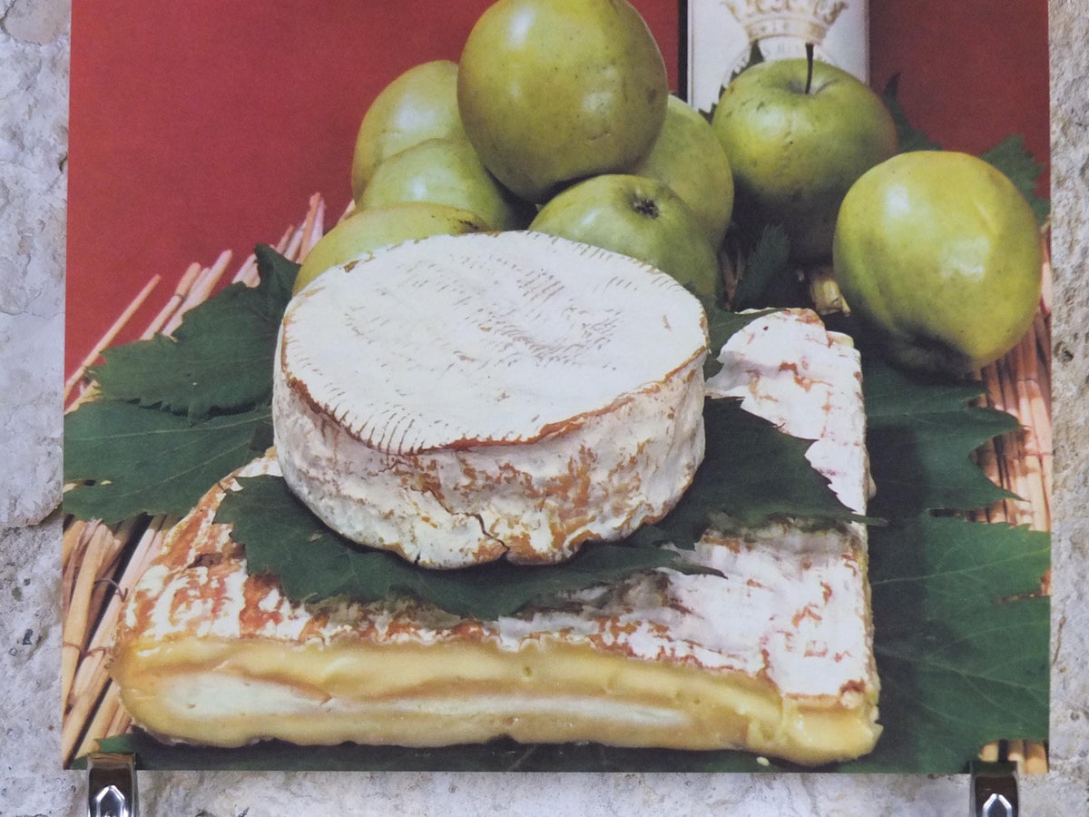 1960s Cheeses of France Poster, soft cheeses with apples, Fromages de France, TRIMMED, cheesemaking, Haut Medoc, kitchenalia wall art decor