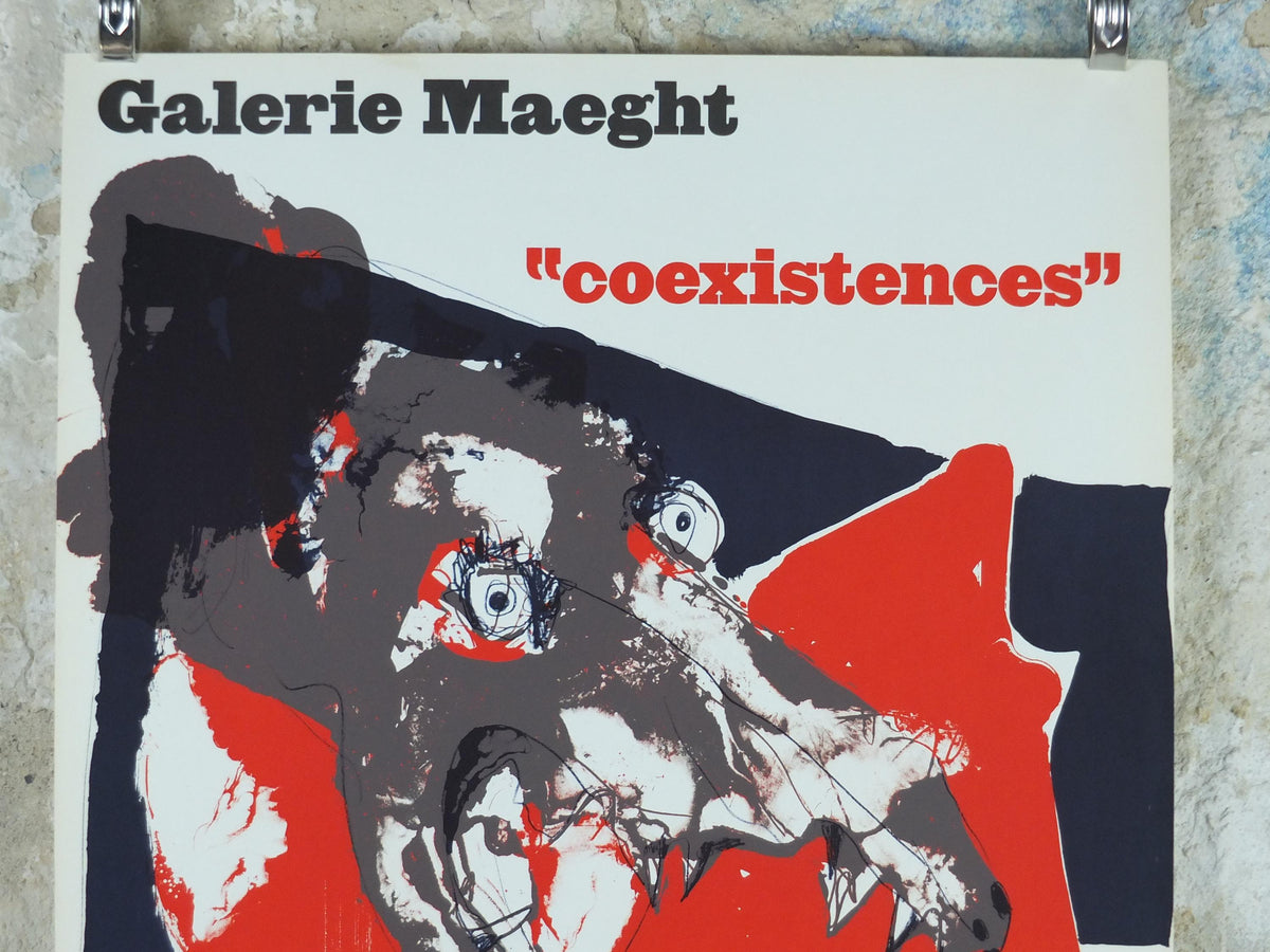 1970s Paul Rebyerolle Poster, Coexistence, Galerie Maeght, New Figuration, Nouvelle Figuration, gallery exhibition wall art decor