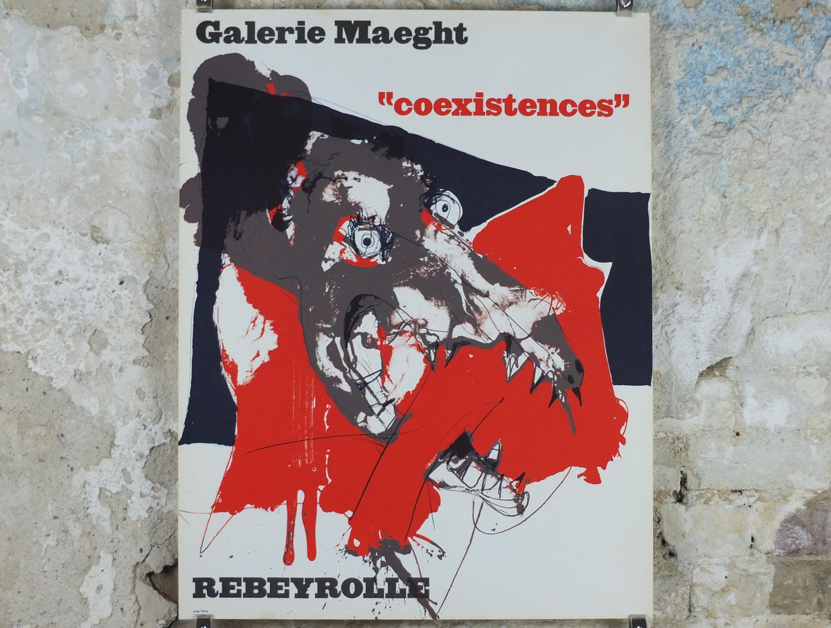 1970s Paul Rebyerolle Poster, Coexistence, Galerie Maeght, New Figuration, Nouvelle Figuration, gallery exhibition wall art decor