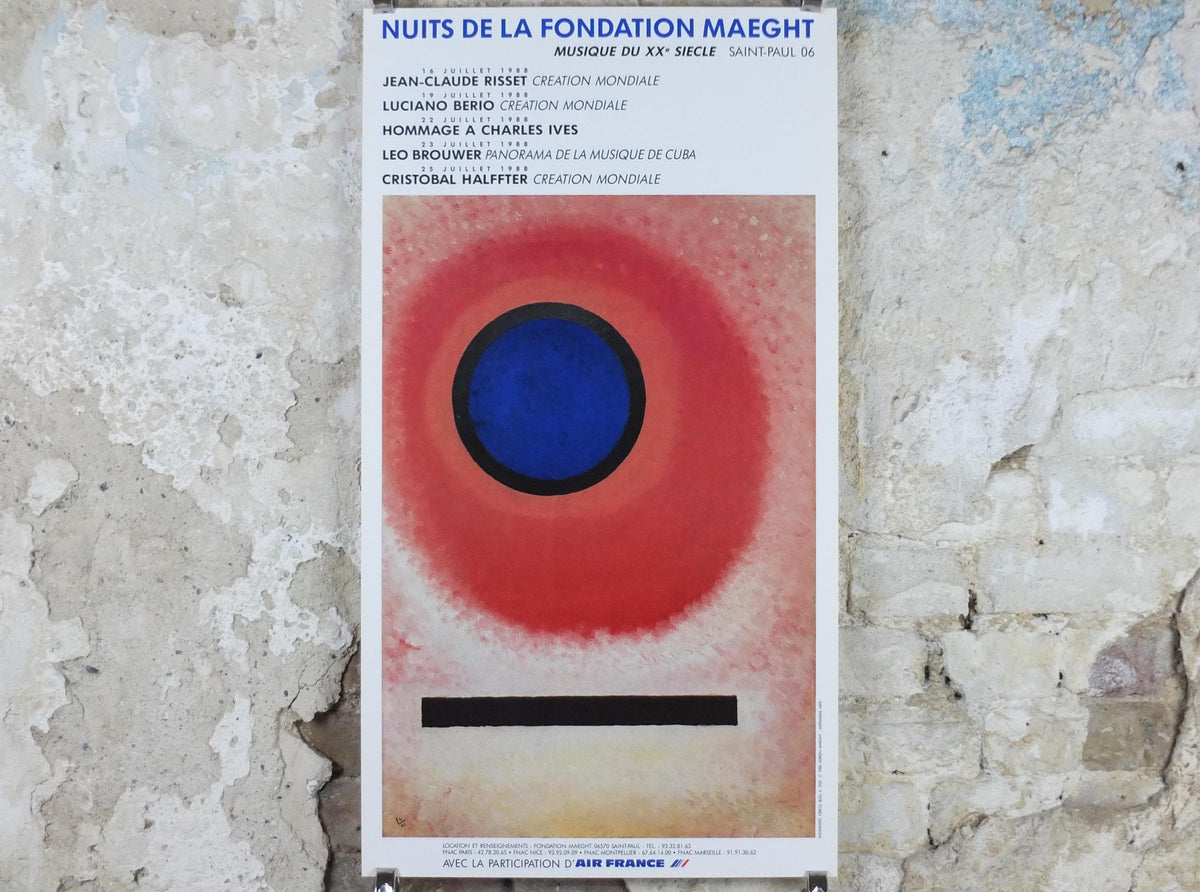 1988 Wassily Kandinsky Poster, Air France, Blue Circle II 1925 Cercle Bleu 2, abstract art expressionism, gallery exhibition wall art decor