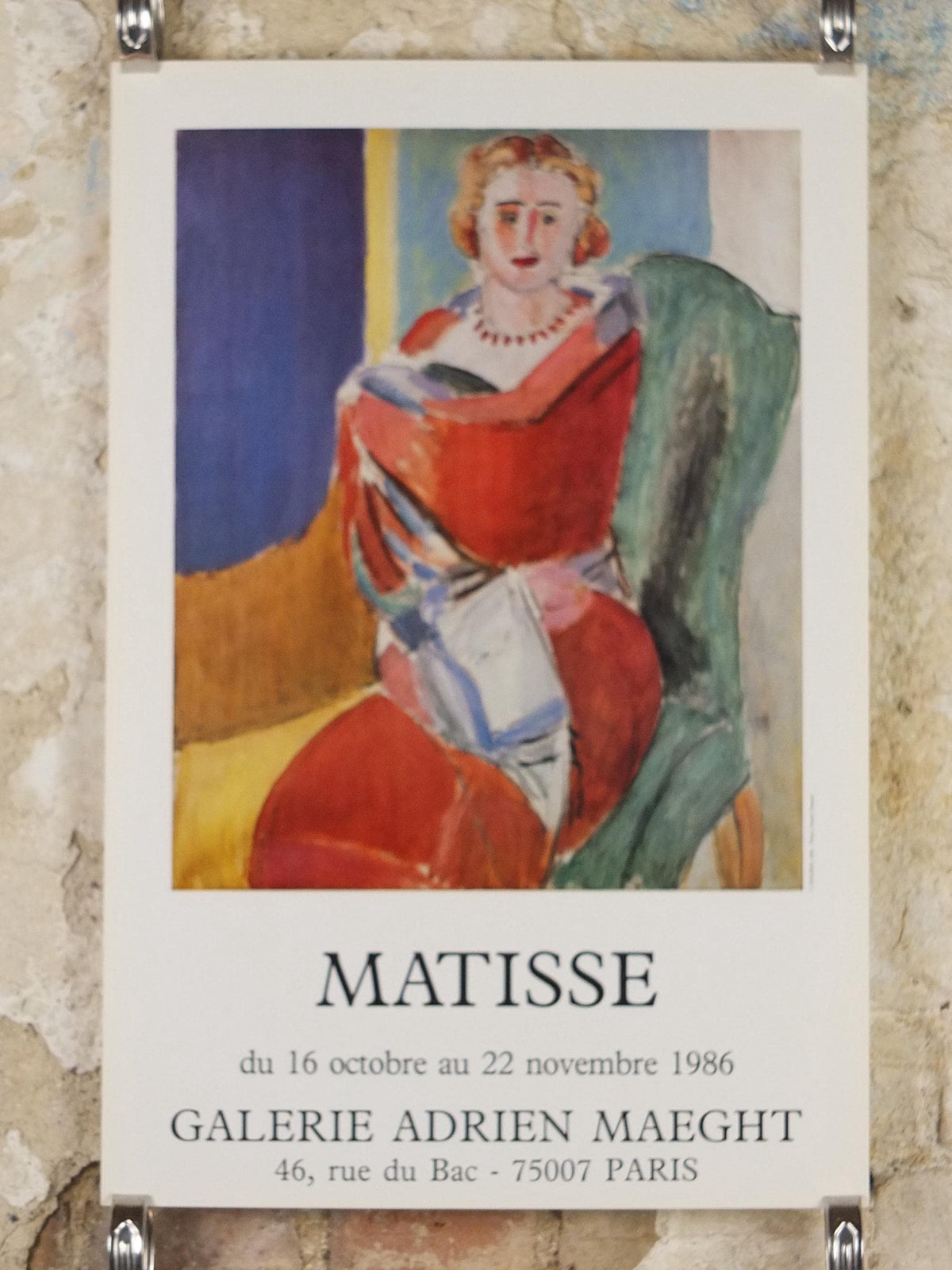 1986 Henri Matisse Poster, Woman wrapped in shawl, Fauvism, Modernism, Post-Impressionism expressionism, exhibition wall art decor