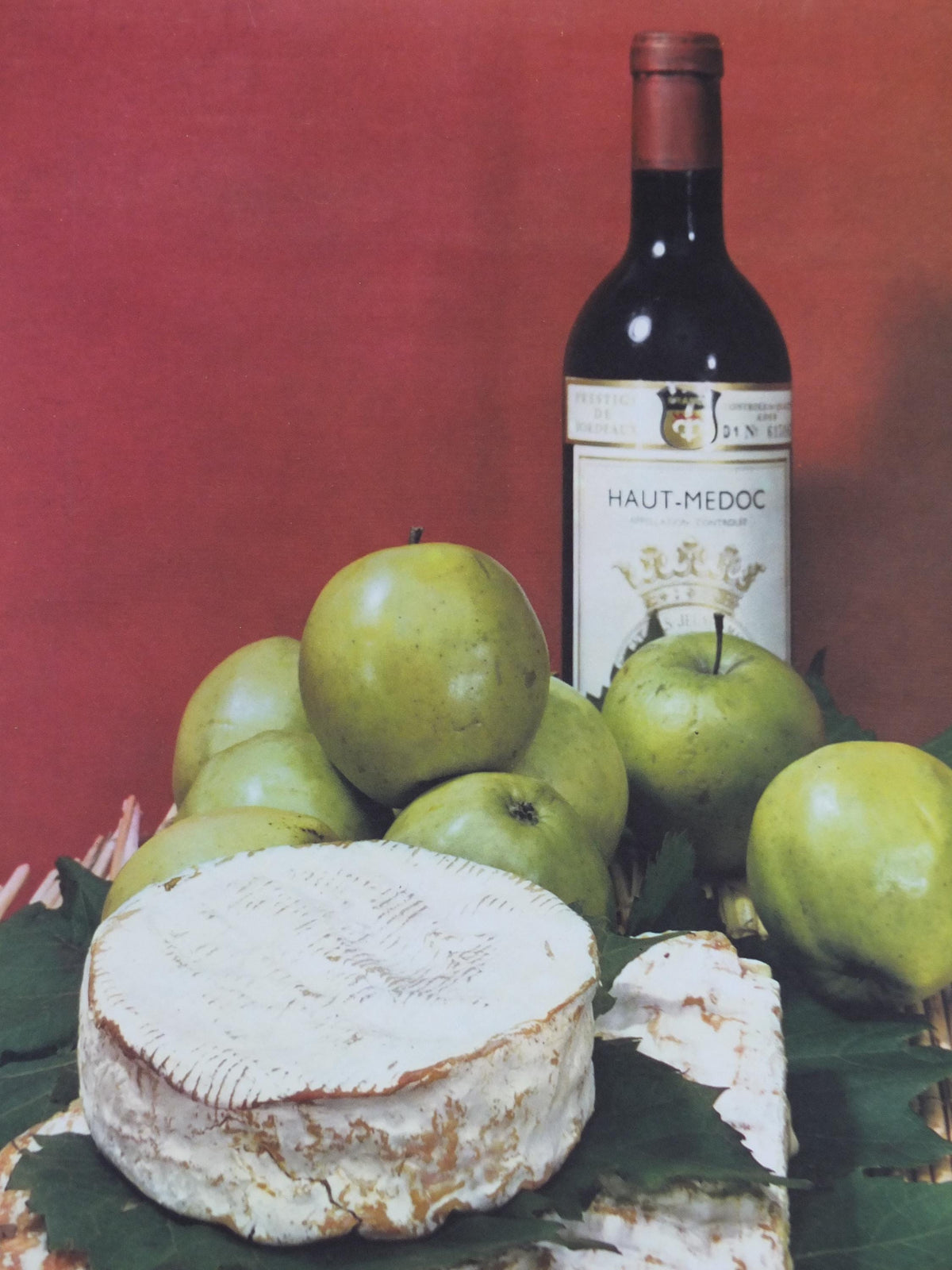 1960s Cheeses of France Poster, soft cheeses with apples, Fromages de France, cheesemaking, Haut Medoc, kitchenalia wall art decor