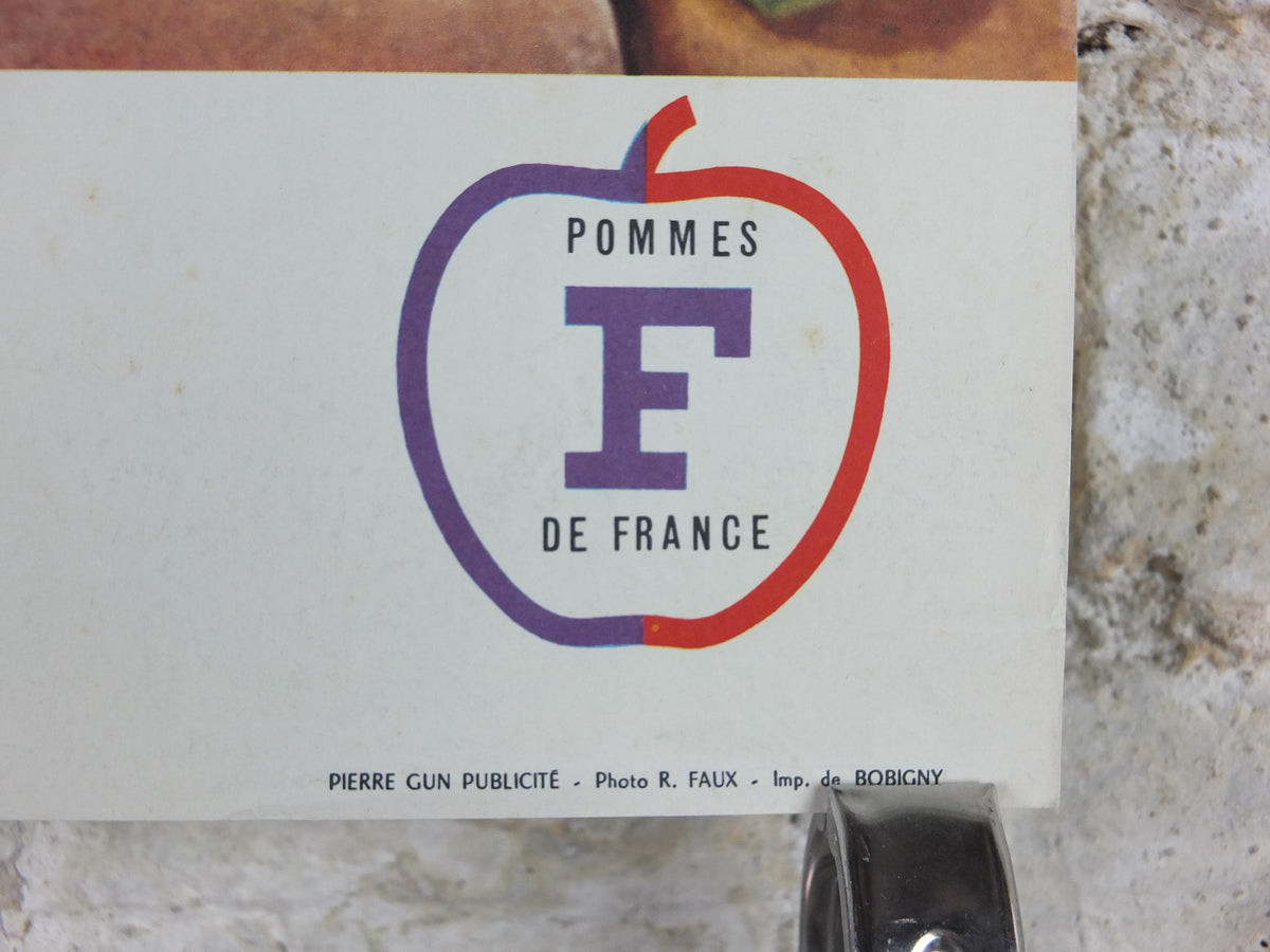 1960s Cheeses of France Poster, soft cheeses with apples, Fromages de France, cheesemaking, Bordeaux viticulture, kitchenalia wall art decor