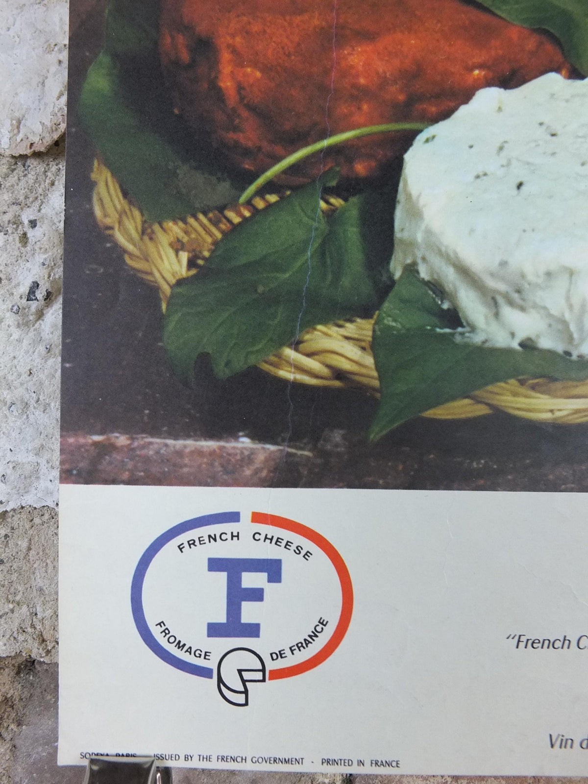 1960s Cheeses of France Poster, Baby Gouda, "Fromages de France", cheesemaking, viticulture, kitchenalia wall art decor