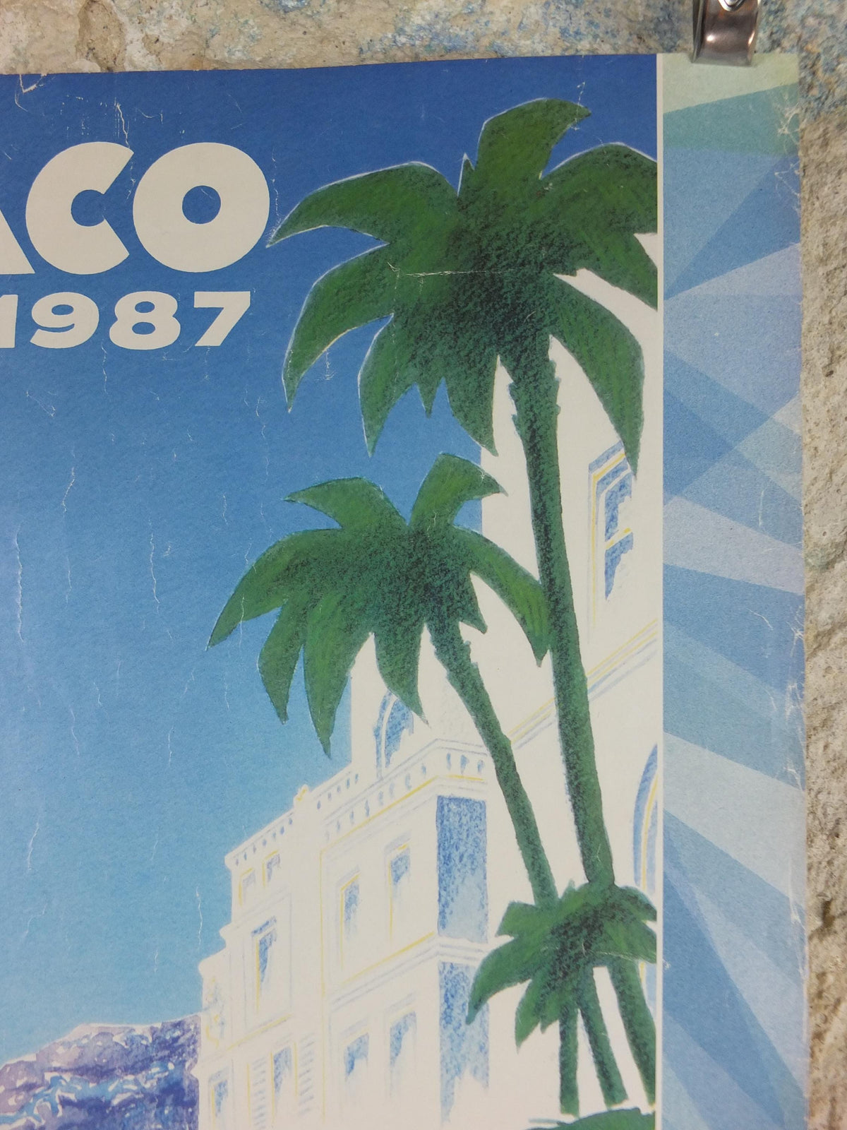 1987 Monaco Christies Poster, Bugatti and Ferrari auction advertising, retro sports car wall art decor