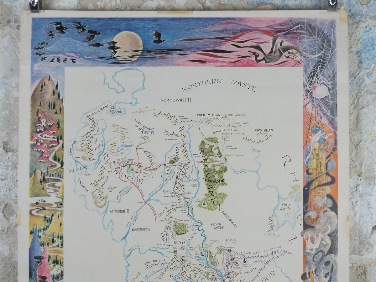 1969 Middle Earth Map Poster, by Barbara Remington BRem, J.R.R. Tolkien, Lord of the Rings, Ballantine Books, wall art decor