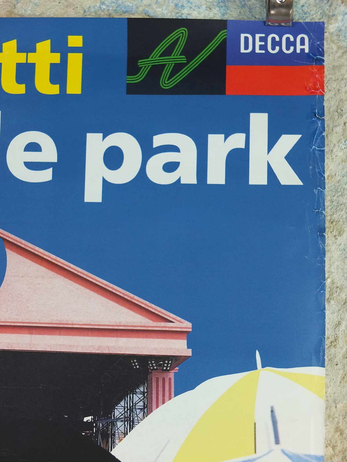 1991 Signed Pavarotti in the Park Poster, Hyde Park London, Luciano Pavarotti, classical concert opera music, wall art decor