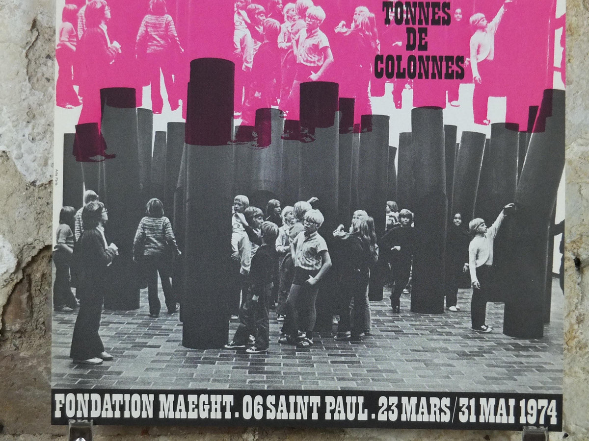 1974 Pol Bury Poster, 25 Tons of Columns, Tonnes de Colonnes, Cobra Group, Jeune Peintre Belge, artist gallery exhibition wall art decor