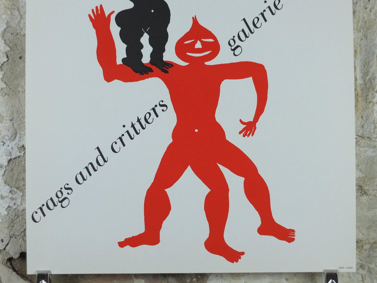 1975 Alexander Calder Poster, Crags and Critters, Galerie Maeght Paris, Innovative Mobiles artist, gallery exhibition, wall art decor