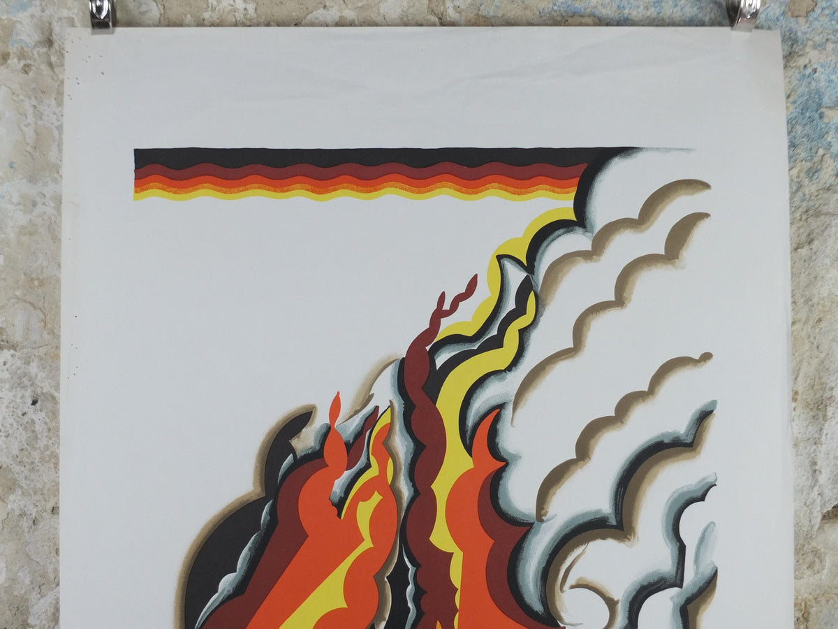 1966 Great Fire of London Poster, London Underground, Commemorating the Great Fire, by Edward McKnight Kauffer, The Tube, wall art decor