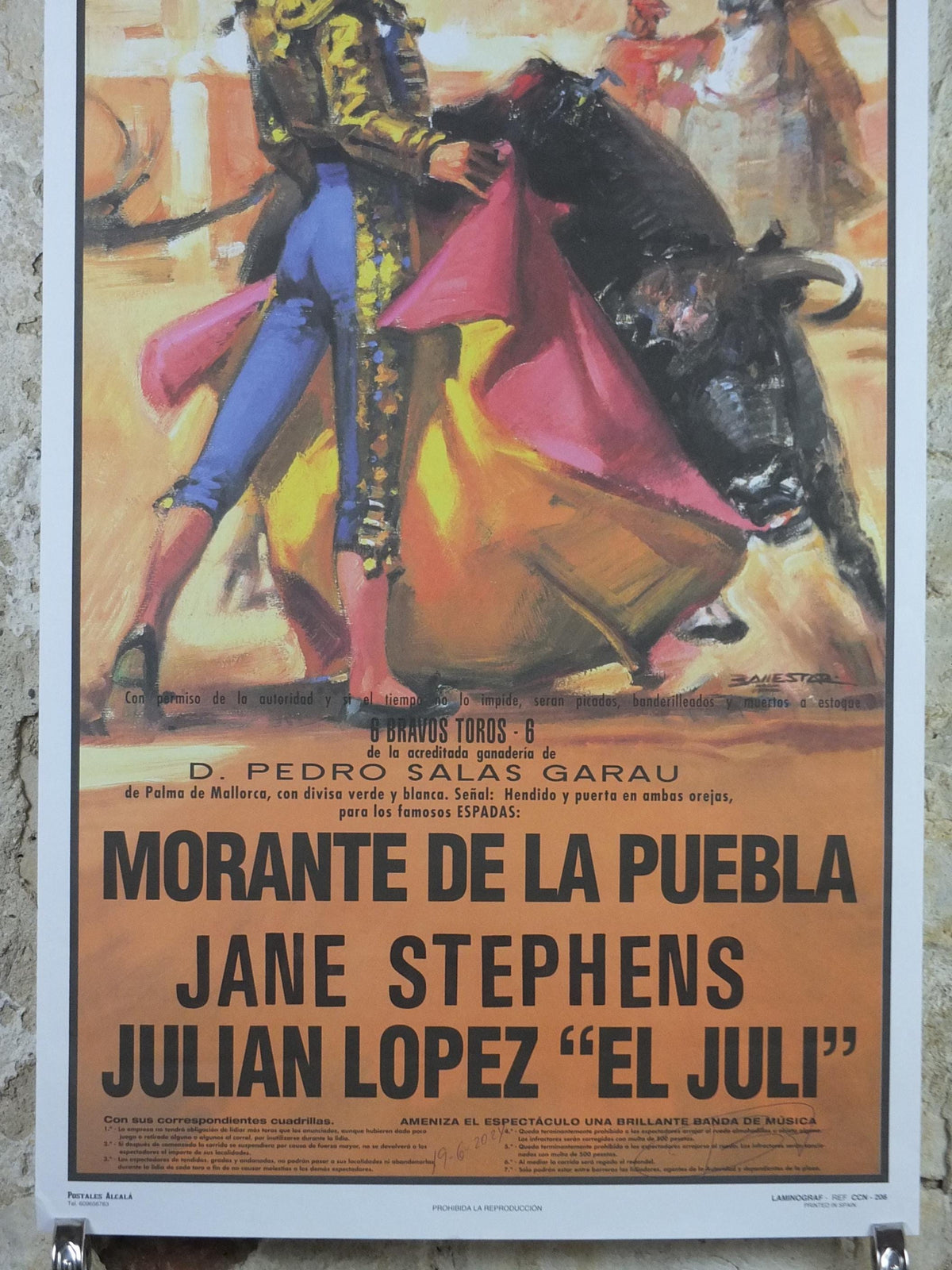 2024 Original Spanish Bull Fighting Poster, Plaza de Toros Monumental, Barcelona, Picador, Matador and bull, sport, mancave wall art decor