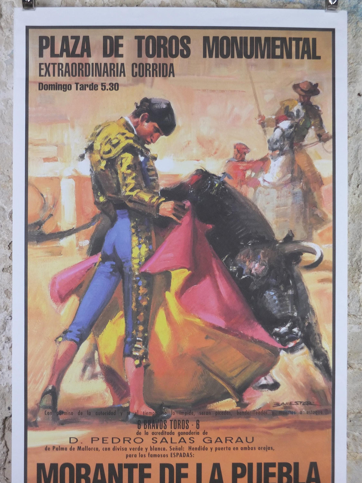 2024 Original Spanish Bull Fighting Poster, Plaza de Toros Monumental, Barcelona, Picador, Matador and bull, sport, mancave wall art decor