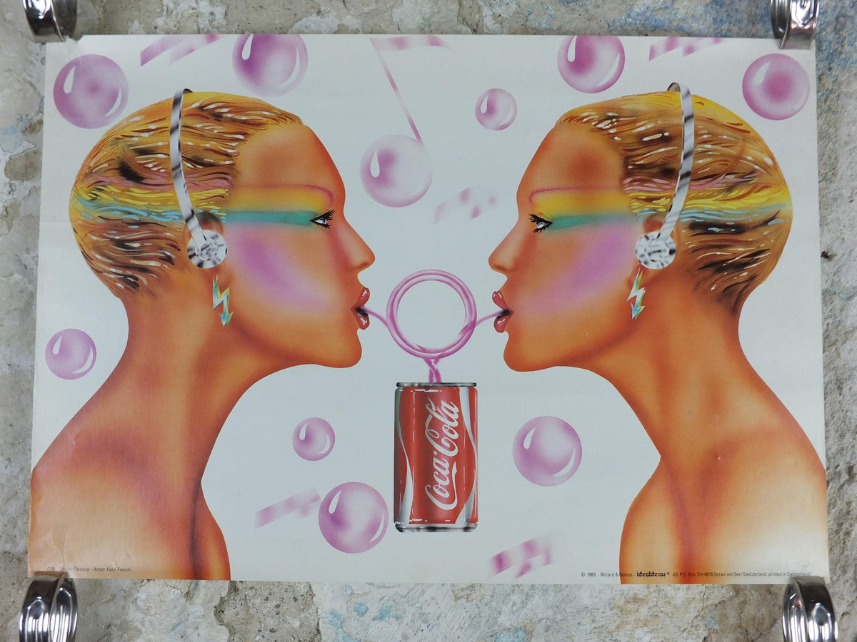 1983 Coca Cola Poster, Double Fantasy, Coke, soft drink and soda pop advertising by Peter French, Idealdecor Wizard & Genius, wall art decor