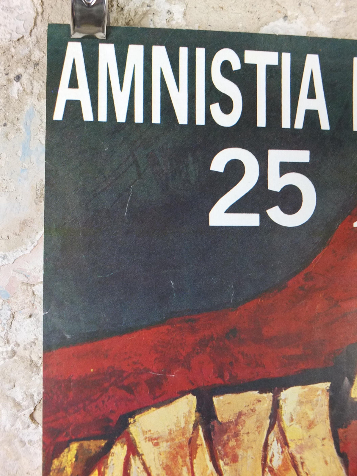 1986 Amnesty International Poster, by Oswaldo Guayasamín, 25th Anniversary, Human Rights, wall art decor