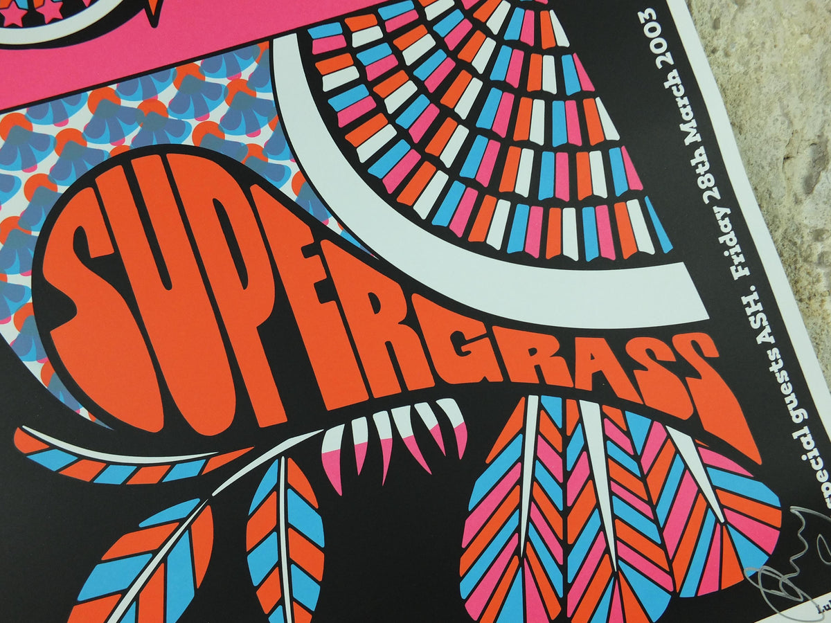 2003 signed Supergrass Concert Poster, Teenage Cancer Trust, Royal Albert Hall, signed by Gaz, Mick and Danny, Britpop, music wall art decor