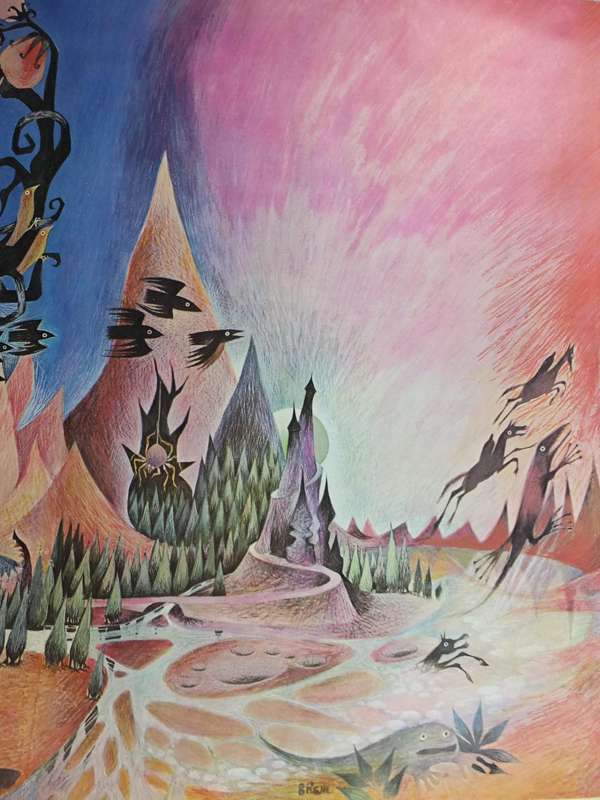 1969 Lord of the Rings Wilderness Poster, by Barbara Remington BRem, J.R.R. Tolkien, Middle Earth, Ballantine fantasy fiction wall art decor
