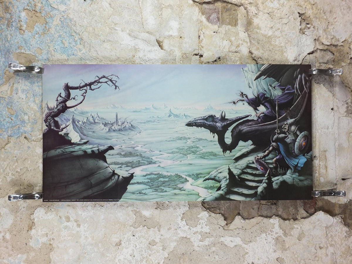 1981 Lord of the Rings Poster, A View over Isengard, JRR Tolkien by Rodney Matthews, Orthanc, Nazgul with Dragon and Goblins, wall art decor