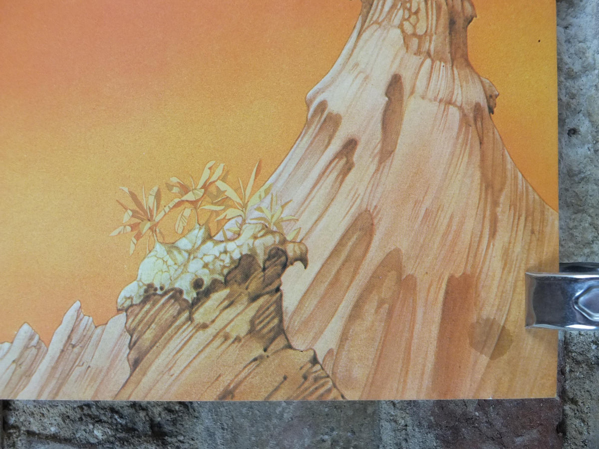 1976 Yellow Bird is Dead Poster, 20th Century Steel Band, Pterodactyl by Rodney Matthews, epic adventure art, dinosaur, scifi wall art decor