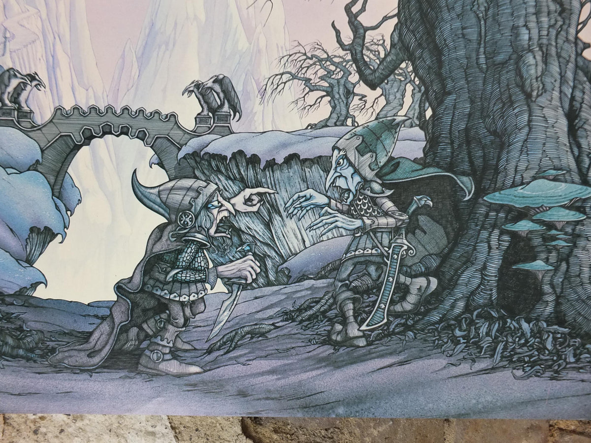 1977 Twelve Towers at Dawn Poster, GA37 squabbling goblins by Rodney Matthews, Big O Posters, fantasy wall art decor