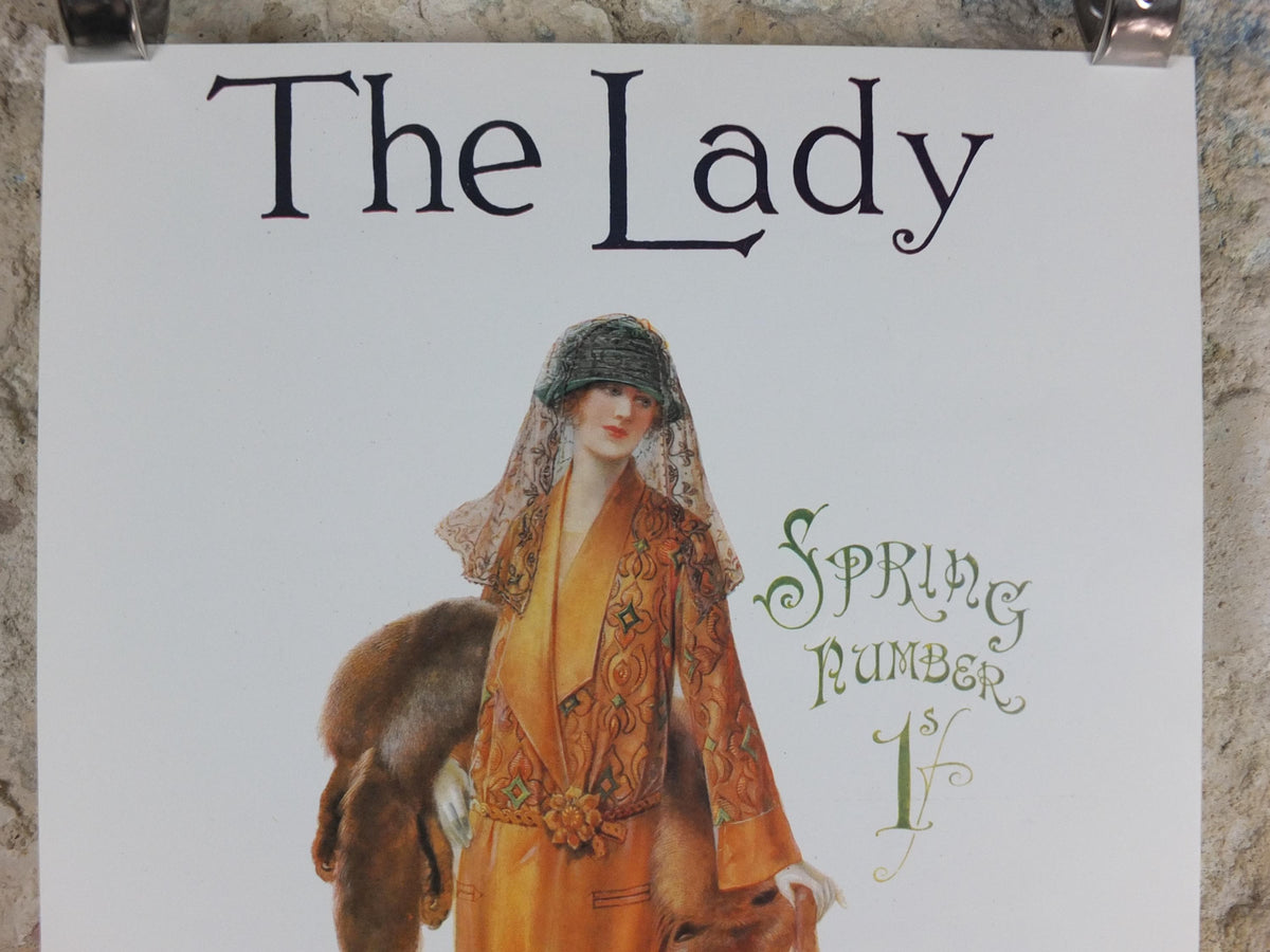 1960s The Lady Poster, Woman in bronze Flapper Summer style from the 1920s, Womans magazine, fashion Advertising, art deco, wall art decor