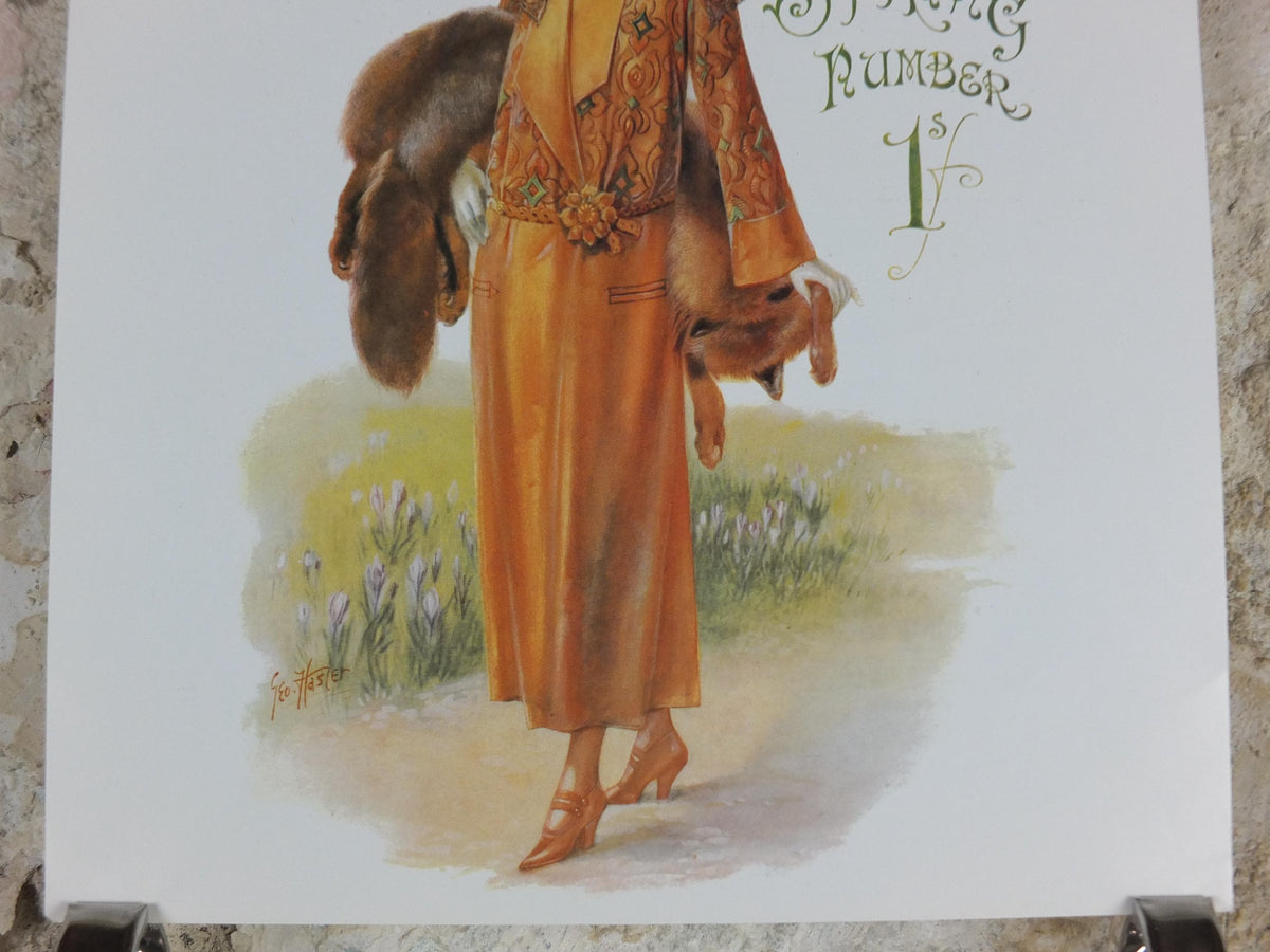 1960s The Lady Poster, Woman in bronze Flapper Summer style from the 1920s, Womans magazine, fashion Advertising, art deco, wall art decor