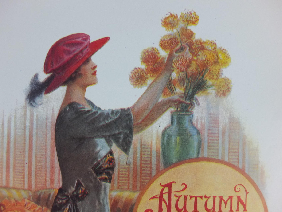 1960s The Lady Poster, Woman in gray Flapper autumn style from the 1920s, Womans magazine, fashion Advertising, art deco, wall art decor