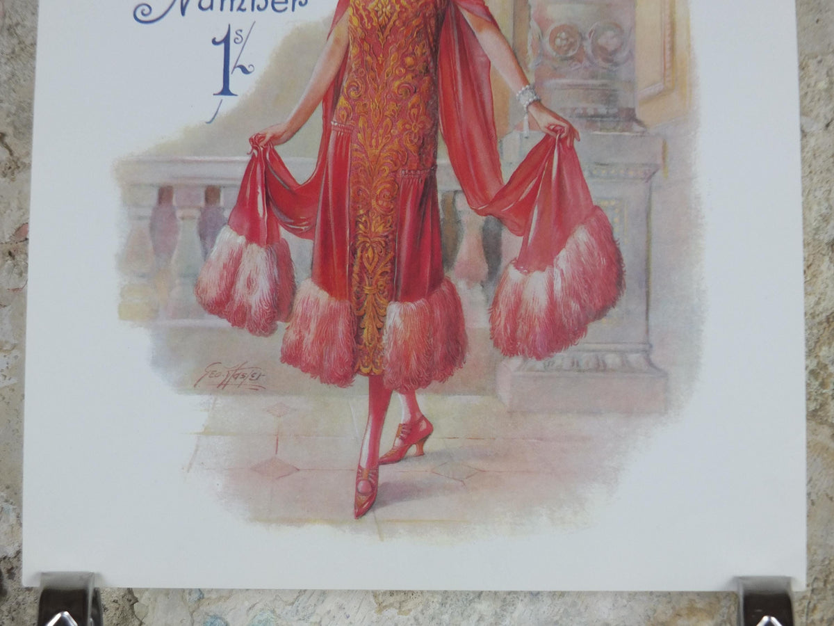 1960s The Lady Poster, Woman in Pink Flapper Christmas style from the 1920s, Womans magazine, fashion Advertising, art deco, wall art decor