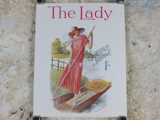 1960s The Lady Poster, Woman in pink Flapper Summer style from the 1920s, Womans magazine, fashion Advertising, art deco, wall art decor