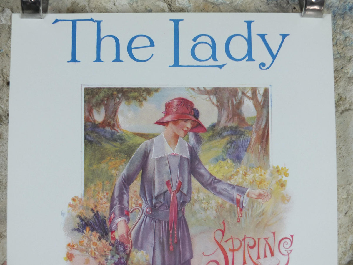 1960s The Lady Poster, Woman in gray Flapper Spring style from the 1920s, Womans magazine, fashion Advertising, art deco, wall art decor